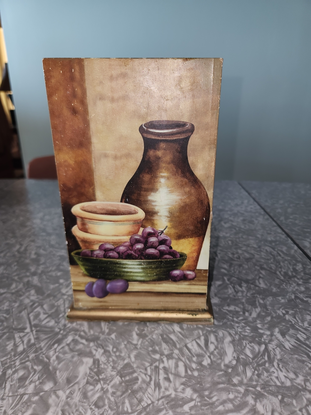 Still Life Ceramic Utinsil Holder and Fruit Print - Brown and Purple